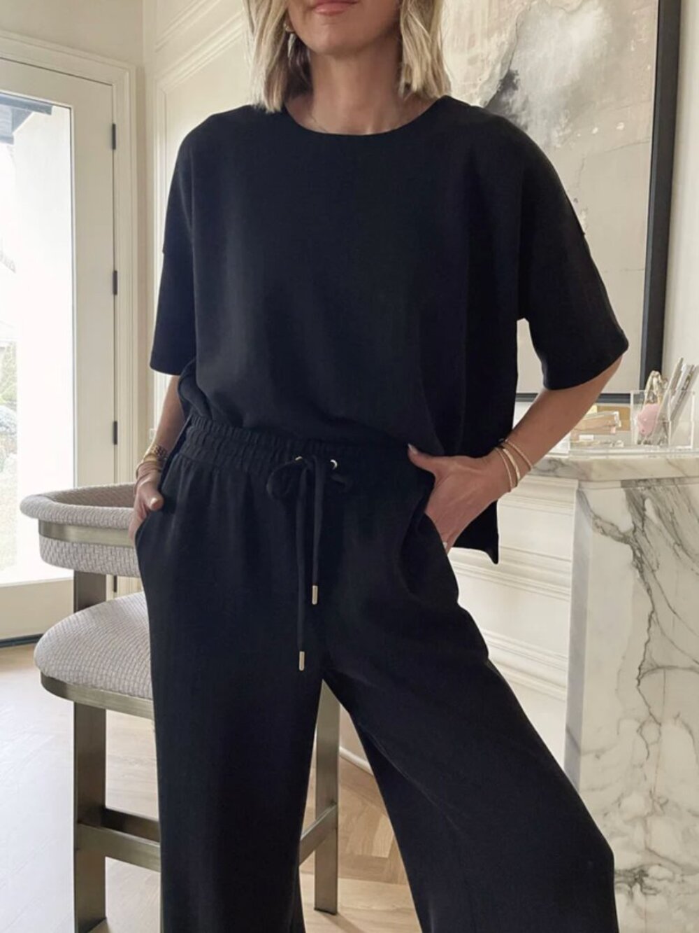 Splendid x Cellajaneblog Rib Scuba Short Sleeve Sweatshirt